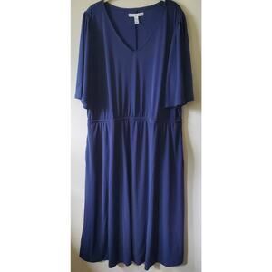Girl With Curves EUC Women’s XL Blue Midi Dress Flutter Sleeve Wardrobe Builder